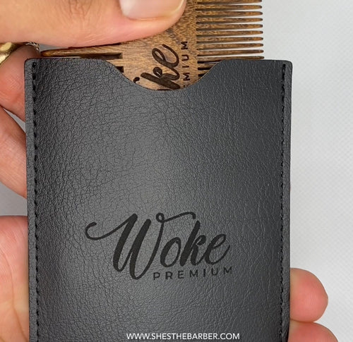 Comb & Black Leather Case